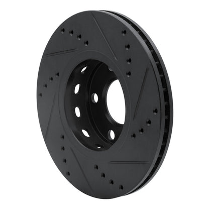 R1 Concepts R1 90-97 Audi S6 Front Left Drilled & Slotted Black Brake Rotor