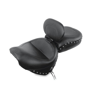 Mustang Motorcycle Mustang 99-15 Yamaha Road Star 1600,1700 Wide Touring 2PC Seat w/Driver Backrest Studs - Black