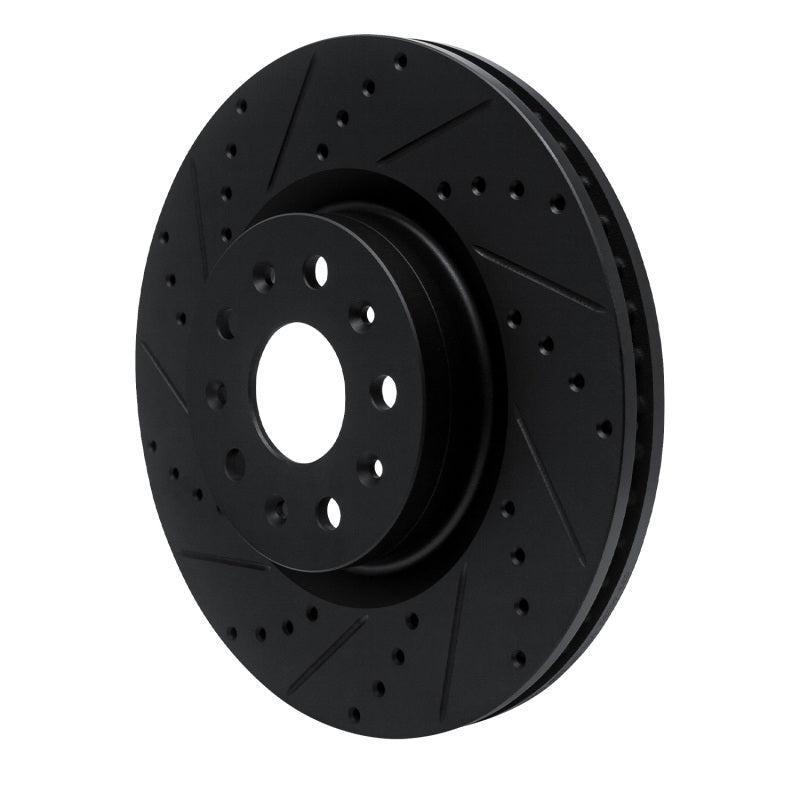 R1 Concepts R1 14-25 Cadillac CTS Front Left Drilled & Slotted Black Brake Rotor