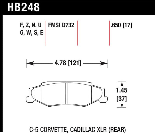 Hawk Performance Hawk 97-12 Corvette/01-04 Z06/05-09 Z51 DTC-70 Race Rear Brake Pads