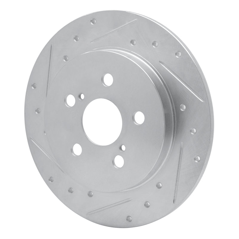 R1 Concepts R1 09-24 Lexus CT200H Rear Left Drilled & Slotted Silver Brake Rotor