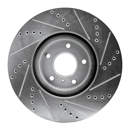 R1 Concepts R1 07-15 Infiniti G35 Front Left Drilled & Slotted Silver Brake Rotor