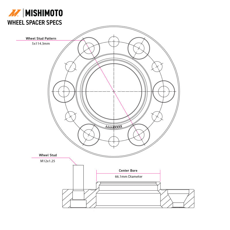 Mishimoto Wheel Spacers - 5x114.3 - 66.1 - 25 - M12 - Black
