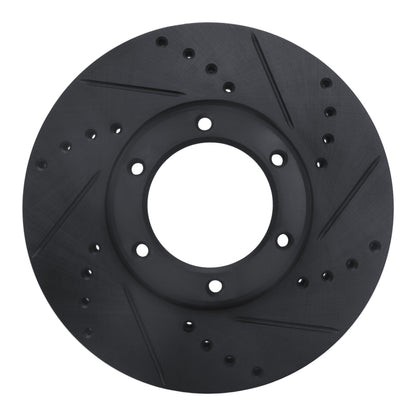 R1 Concepts R1 89-93 Toyota Pickup Front Right Drilled & Slotted Black Brake Rotor