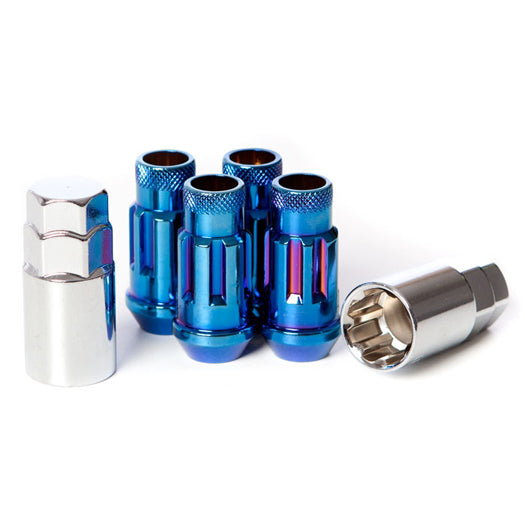 MUTEKI 32902UN LUG NUTS KIT SR48 12X1.50 NEON BLUE CHROME (OPEN END)