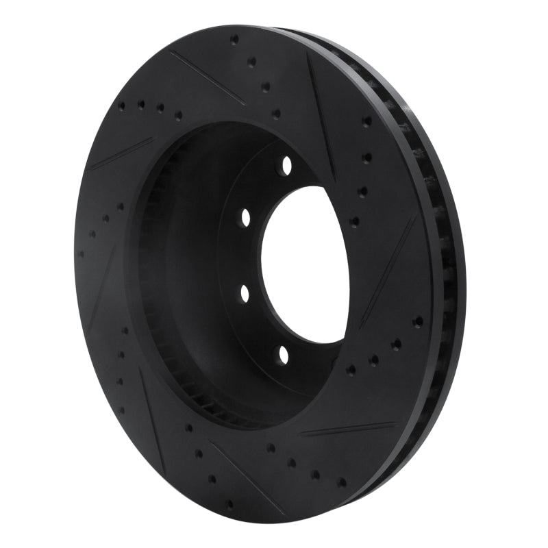 R1 Concepts R1 09-25 Dodge Ram 2500 Front Left Drilled & Slotted Black Brake Rotor