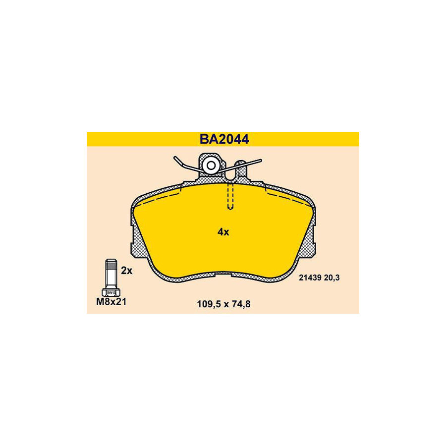 Barum Ba2044 Brake Pad Set Suitable for Mercedes-Benz C-Class