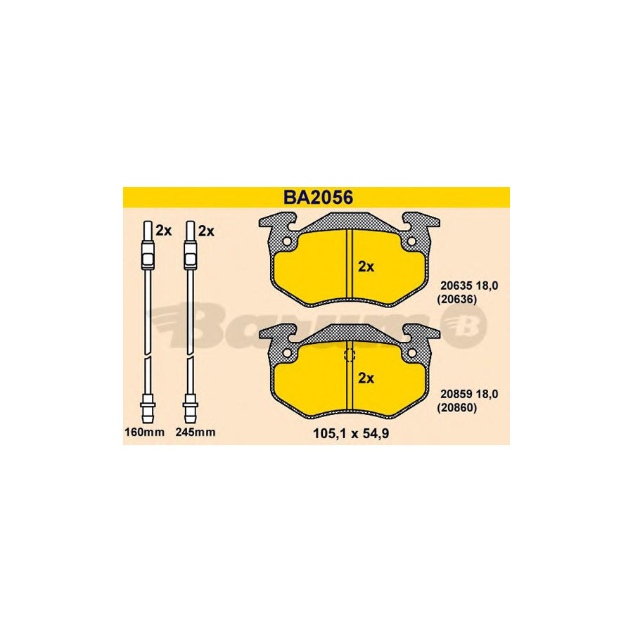 Barum Ba2056 Brake Pad Set for Citroen Bx