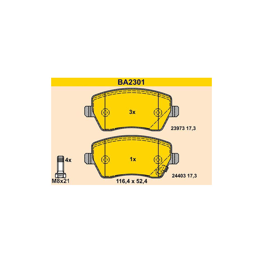 Barum Ba2301 Brake Pad Set