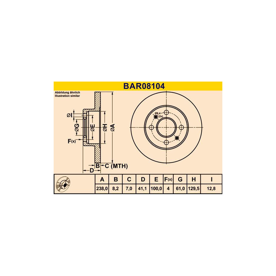 Barum Bar08104 Brake Disc