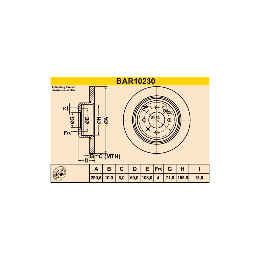 Barum Bar10230 Brake Disc for Peugeot 406