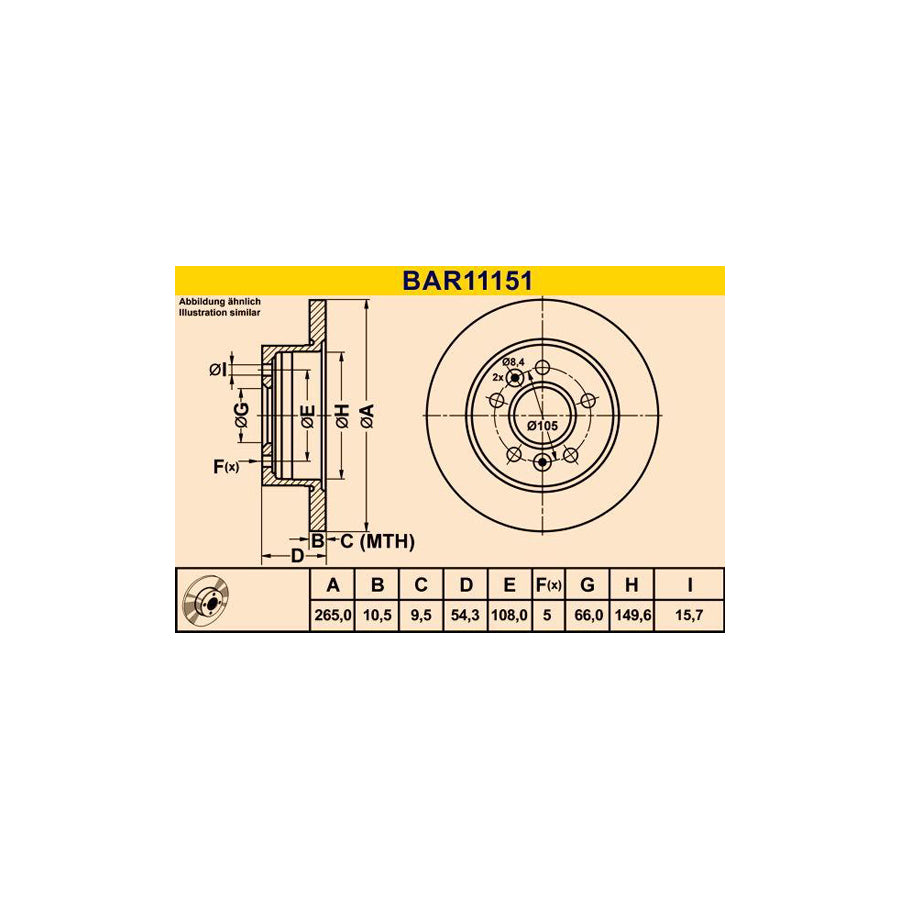 Barum Bar11151 Brake Disc