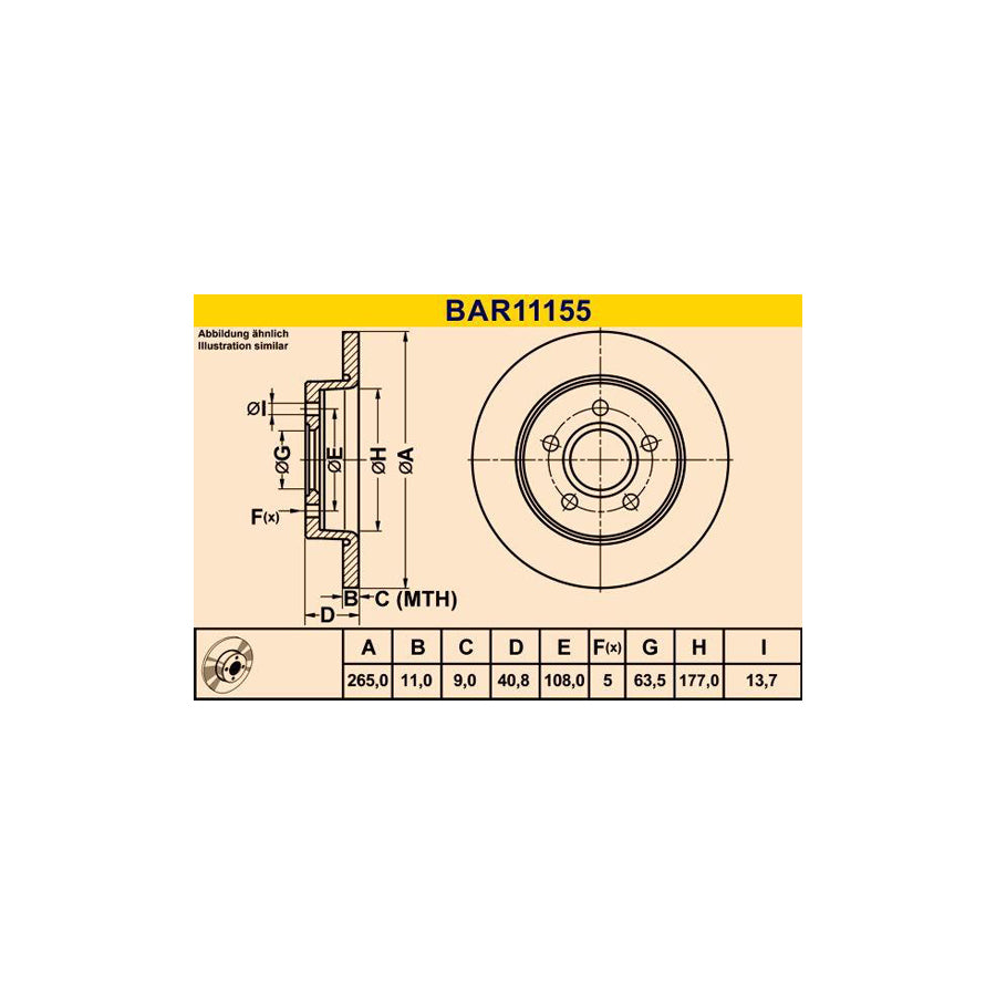 Barum Bar11155 Brake Disc