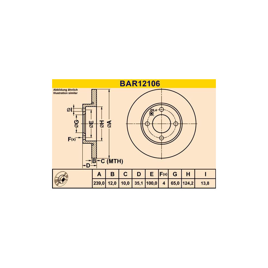 Barum Bar12106 Brake Disc