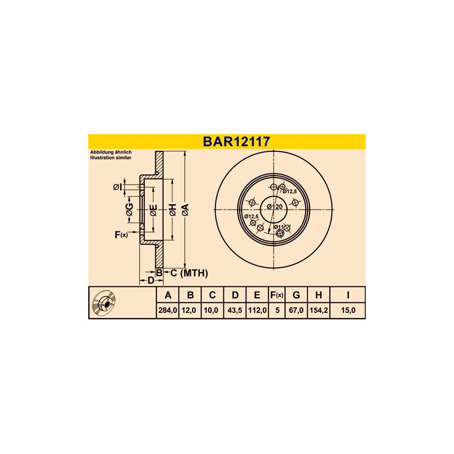 Barum Bar12117 Brake Disc