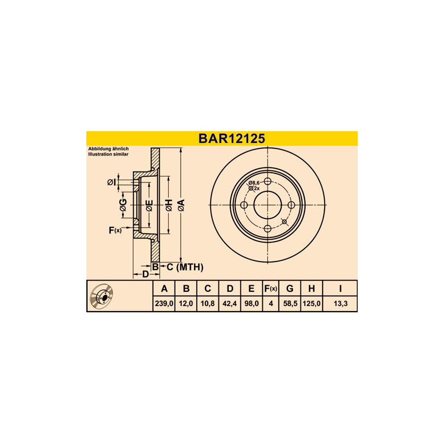 Barum Bar12125 Brake Disc