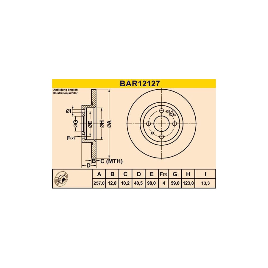 Barum Bar12127 Brake Disc