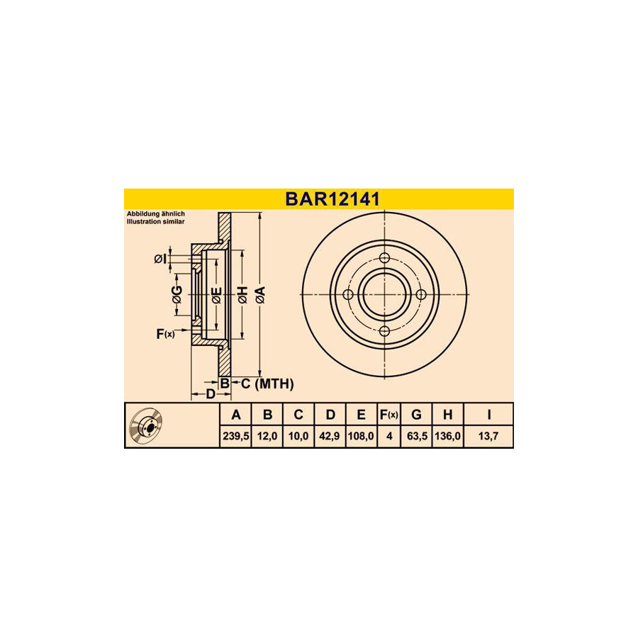 Barum Bar12141 Brake Disc