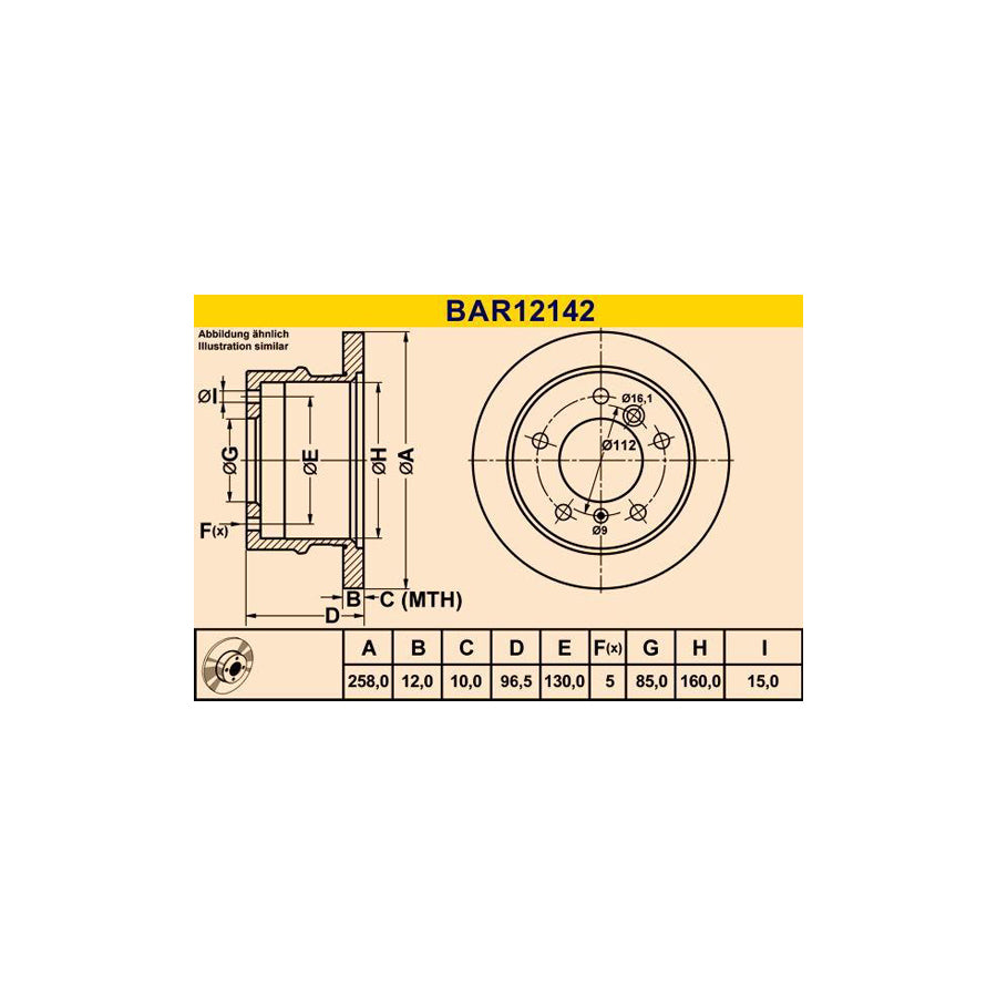 Barum Bar12142 Brake Disc