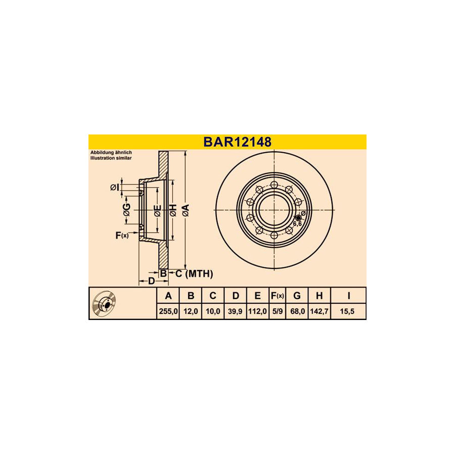 Barum Bar12148 Brake Disc