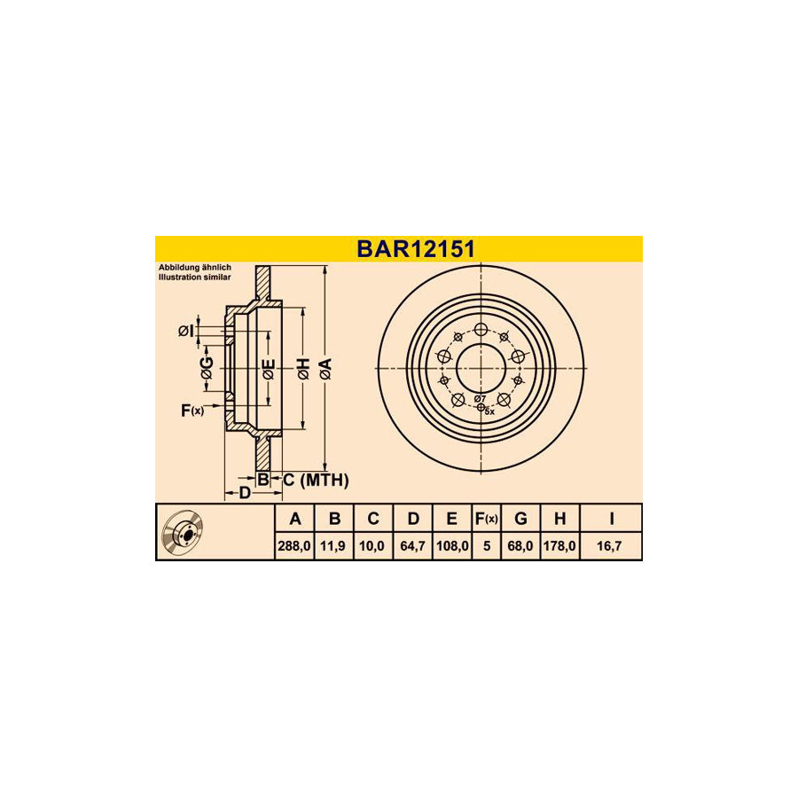 Barum Bar12151 Brake Disc