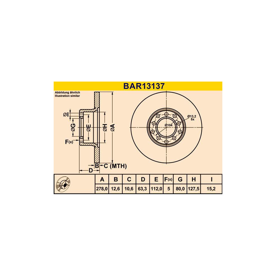 Barum Bar13137 Brake Disc