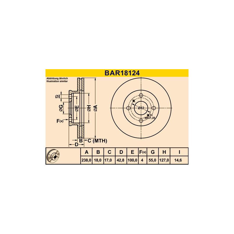 Barum Bar18124 Brake Disc for Toyota Starlet