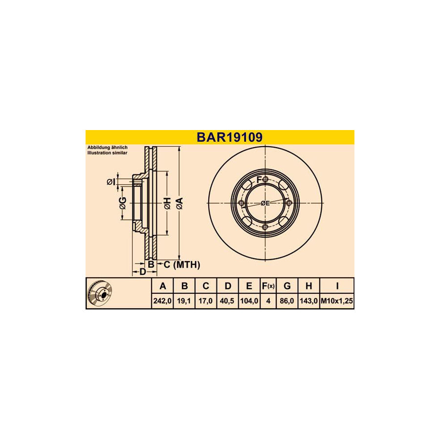 Barum Bar19109 Brake Disc