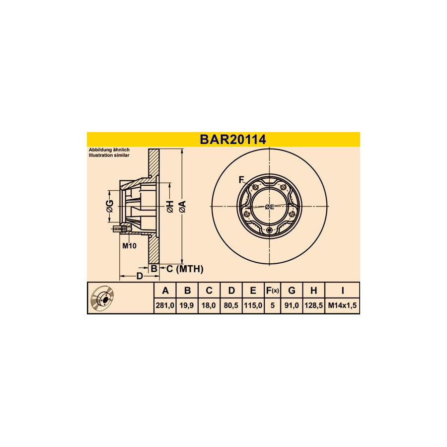 Barum Bar20114 Brake Disc for VW Lt