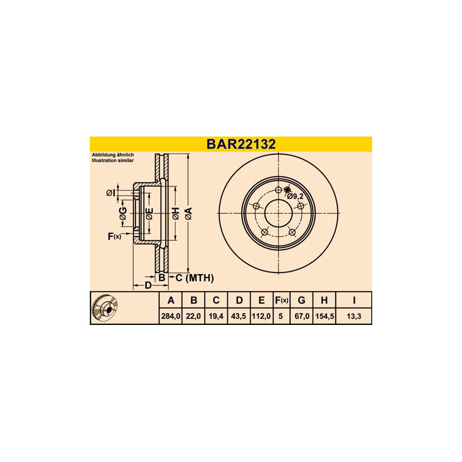 Barum Bar22132 Brake Disc Suitable for Mercedes-Benz C-Class
