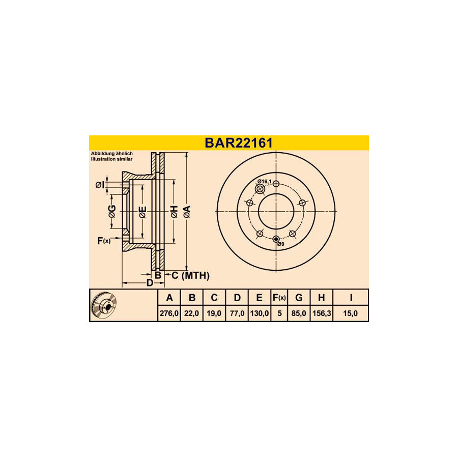 Barum Bar22161 Brake Disc