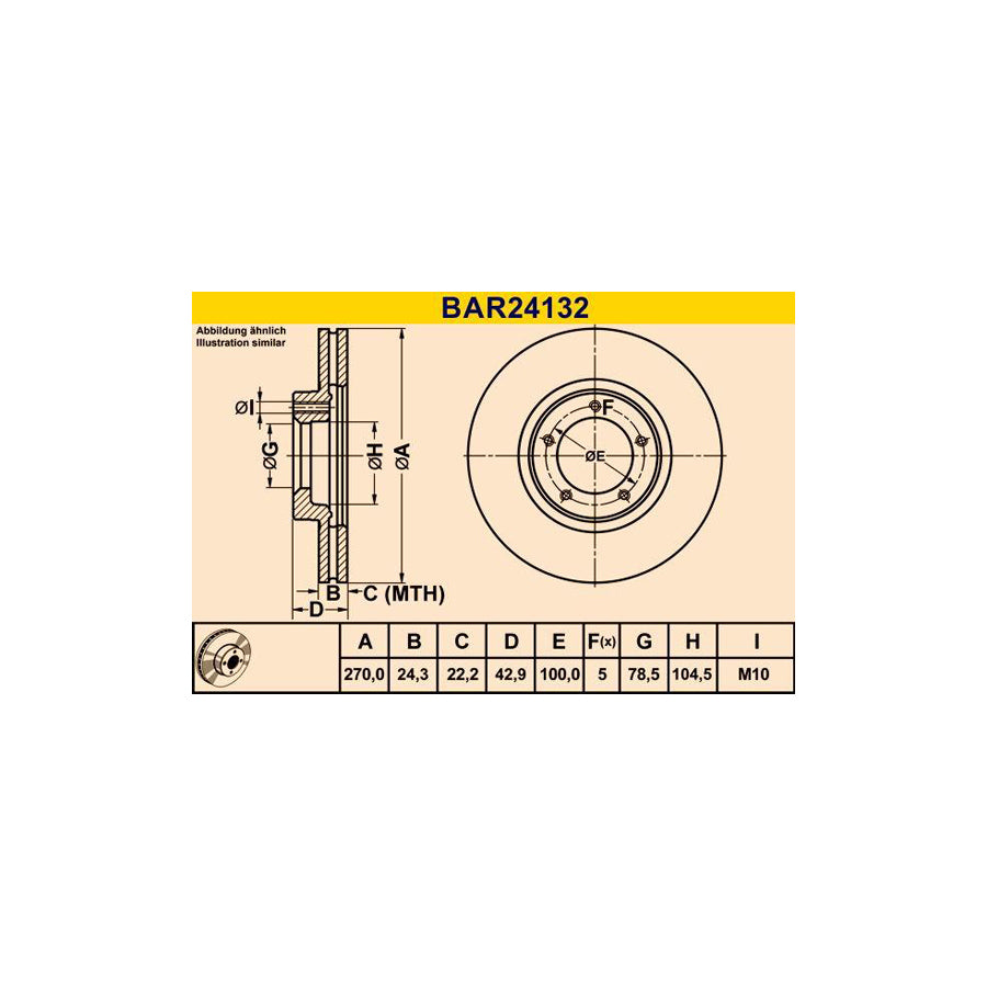 Barum Bar24132 Brake Disc for Ford Transit
