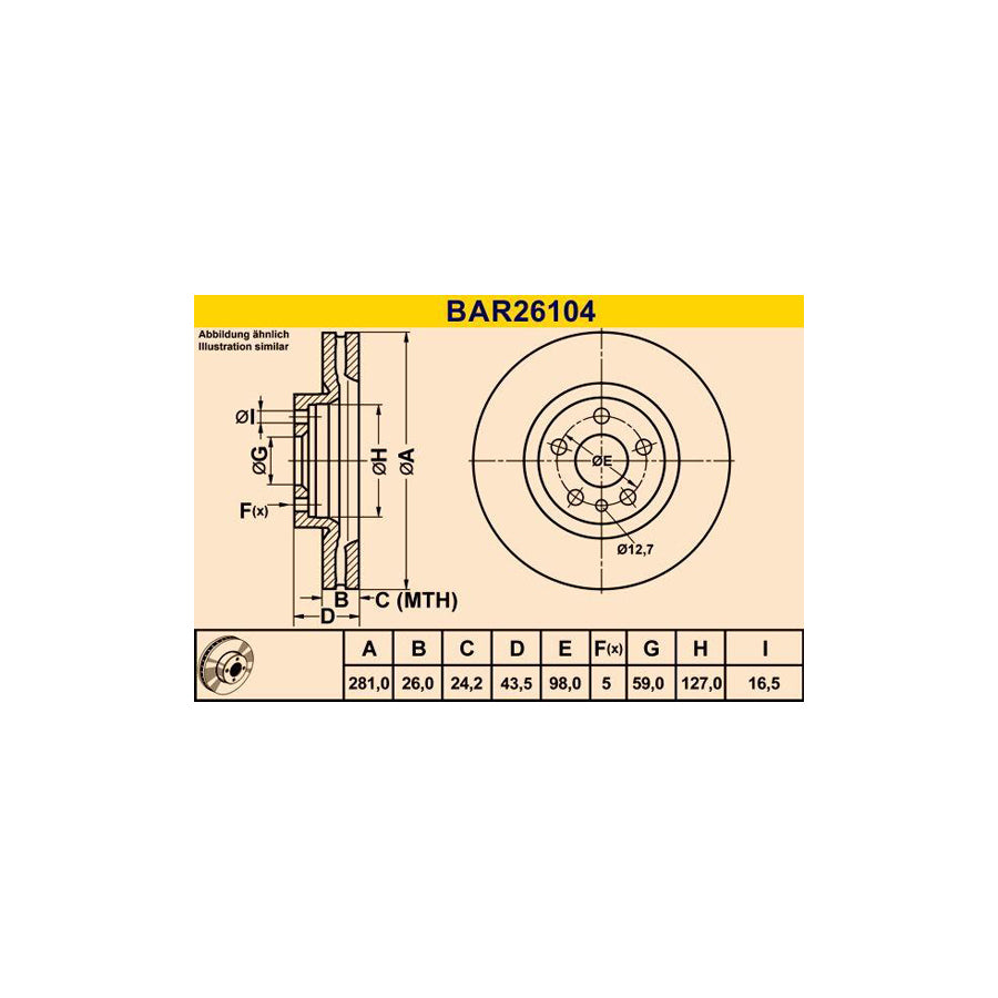 Barum Bar26104 Brake Disc