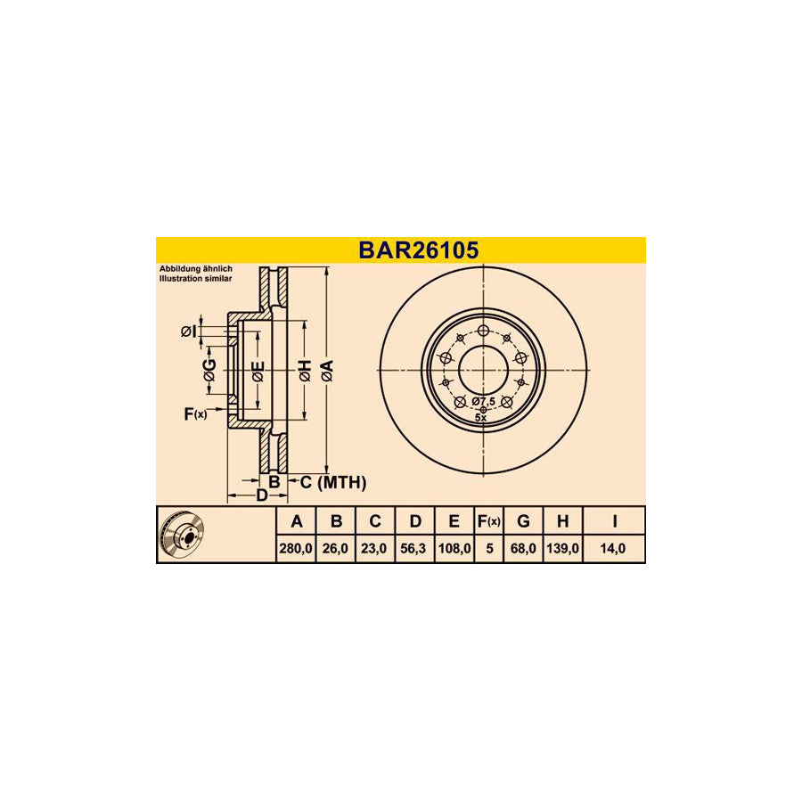 Barum Bar26105 Brake Disc