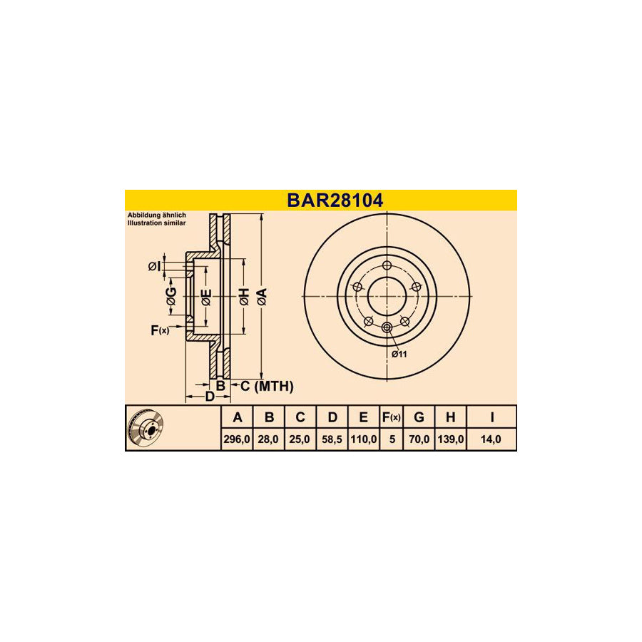 Barum Bar28104 Brake Disc