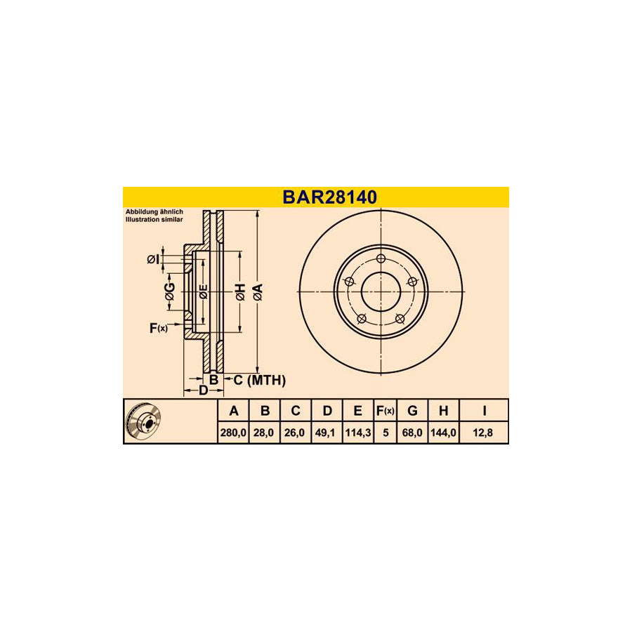 Barum Bar28140 Brake Disc