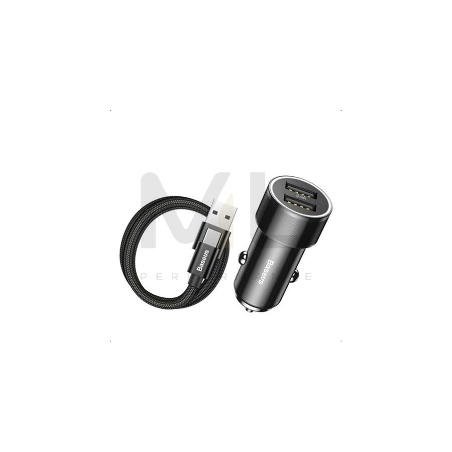 Baseus TZXLD-B01 In-car charger Number of inlets/outlets: 2x USB, with pipe, with USB plug (type C), USB type-C, Black