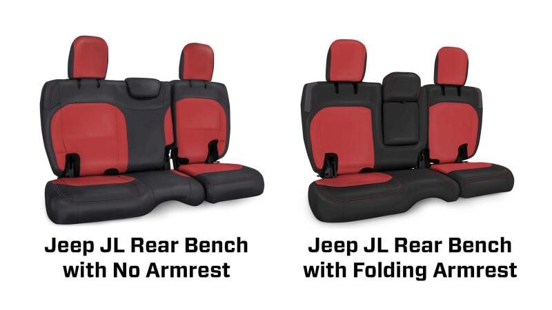 PRP Seats PRP 2018+ Jeep Wrangler JLU/4 Door Rear Bench Cover w/ Cloth Interior - Black w/ Red Stitching