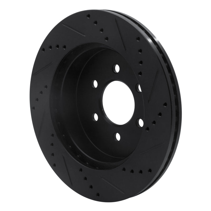R1 Concepts R1 03-04 Dodge Dakota 4WD Front Left Drilled & Slotted Black Brake Rotor