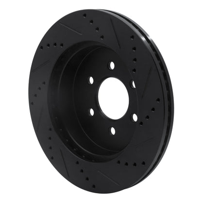 R1 Concepts R1 03-04 Dodge Dakota 4WD Front Left Drilled & Slotted Black Brake Rotor