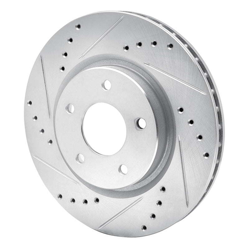 R1 Concepts R1 14-23 Nissan Leaf Front Left Drilled & Slotted Silver Brake Rotor