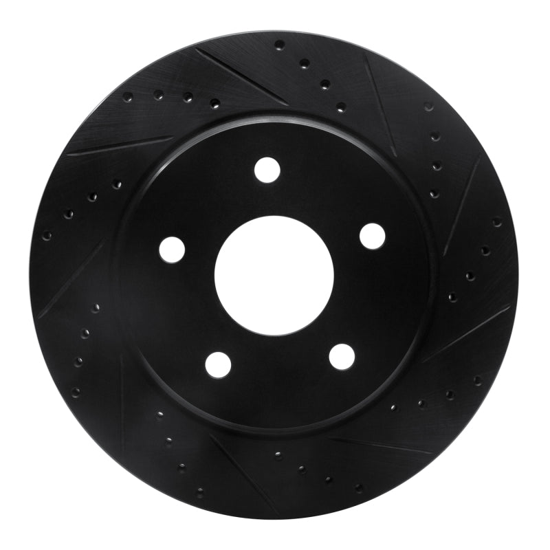 R1 Concepts R1 08-12 Jeep J8 Front Right Drilled & Slotted Black Brake Rotor
