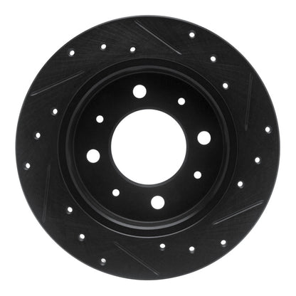 R1 Concepts R1 04-09 Kia Spectra Rear Left Drilled & Slotted Black Brake Rotor