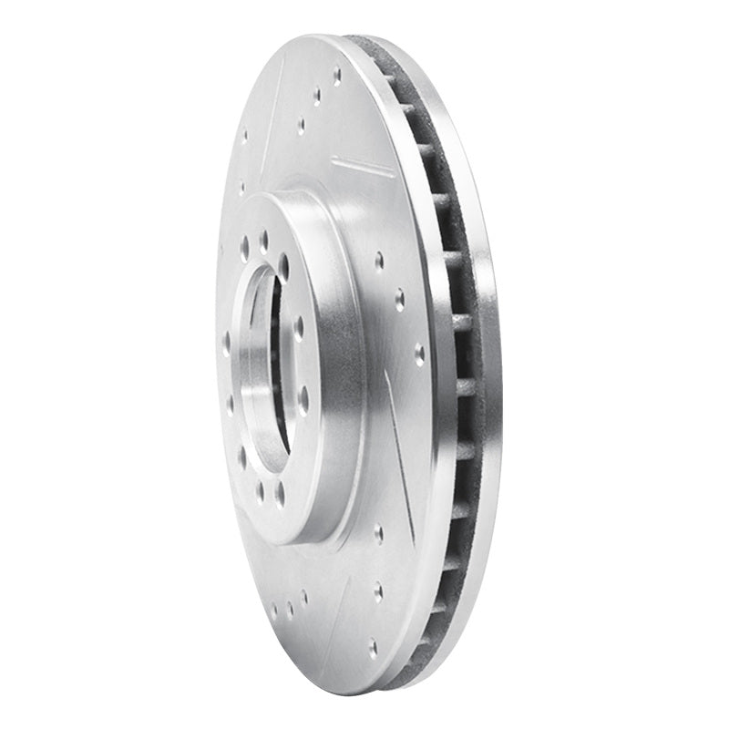 R1 Concepts R1 94-00 Mitsubishi Montero Front Left Drilled & Slotted Silver Brake Rotor