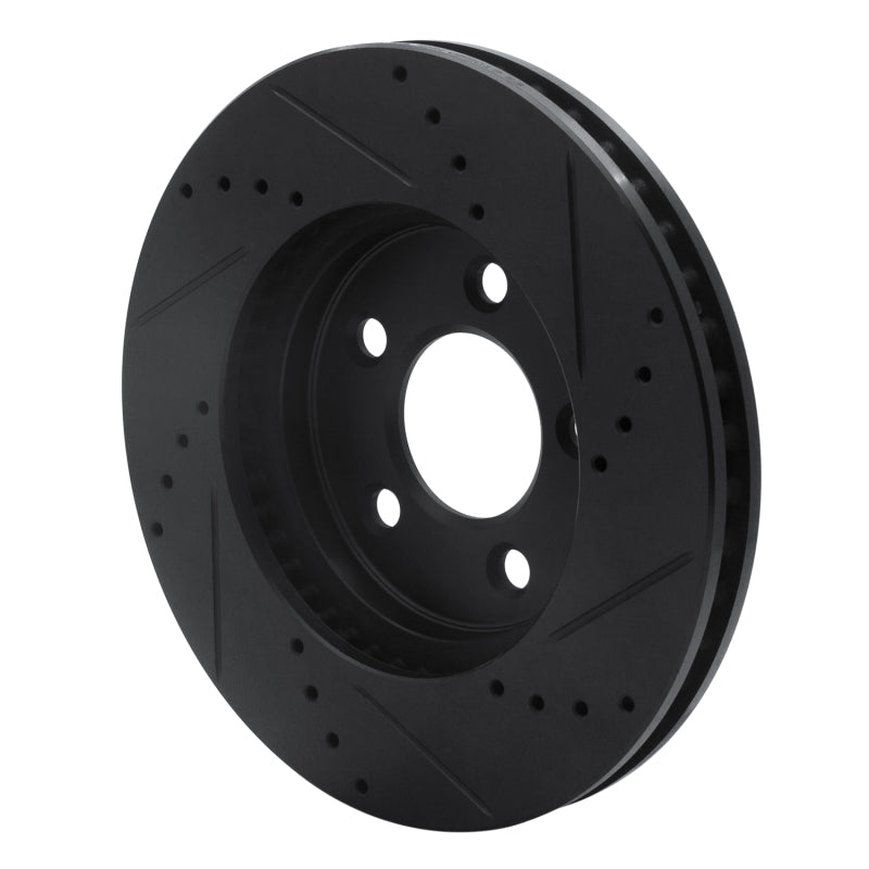 R1 Concepts R1 05-10 Ford Mustang Front Left Drilled & Slotted Black Brake Rotor