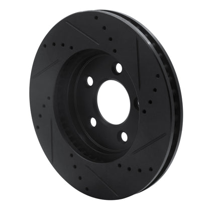 R1 Concepts R1 05-10 Ford Mustang Front Left Drilled & Slotted Black Brake Rotor