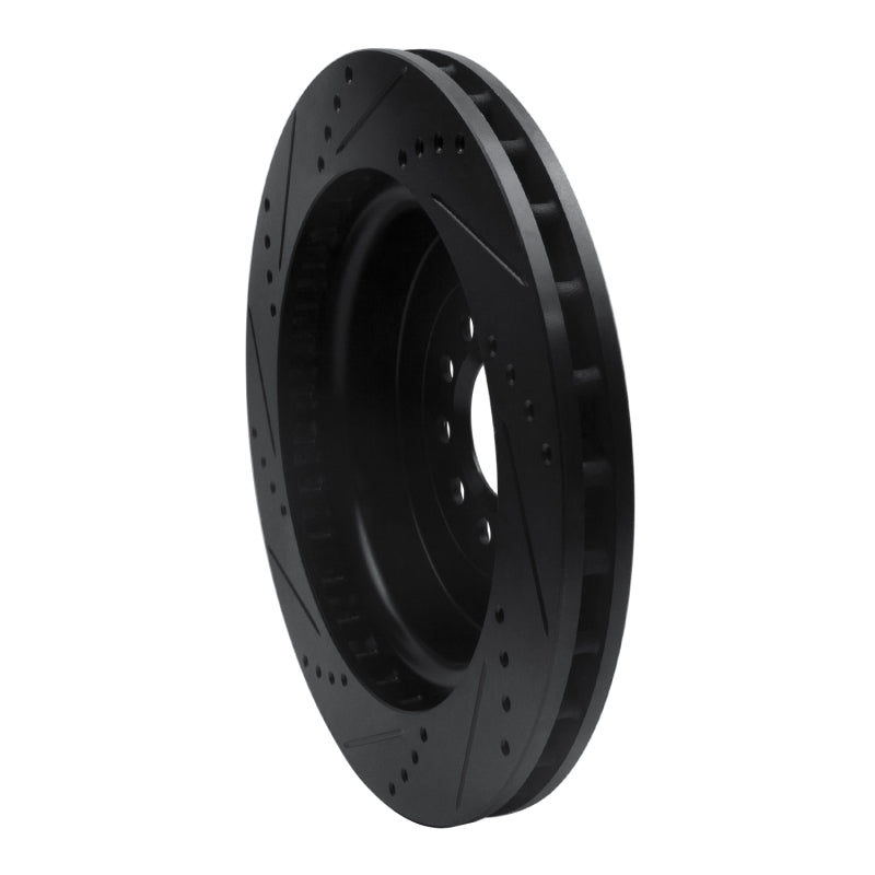 R1 Concepts R1 03-05 Jaguar S-Type Front Right Drilled & Slotted Black Brake Rotor