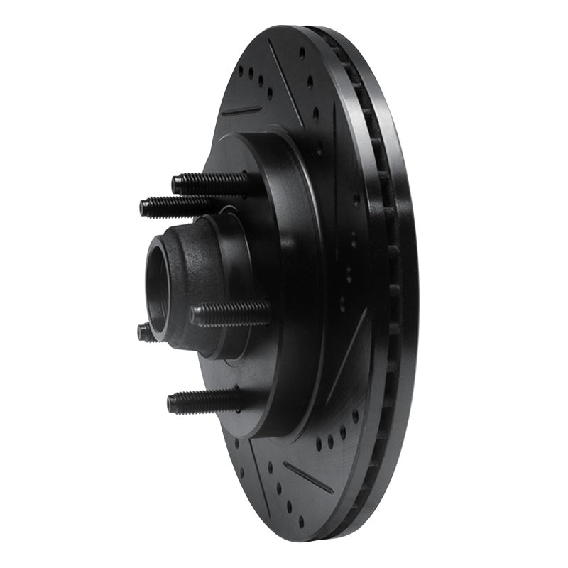 R1 Concepts R1 00-04 Ford F-150 RWD Front Right Drilled & Slotted Black Brake Rotor