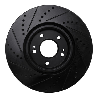 R1 Concepts R1 03-06 Mitsubishi Lancer Front Right Drilled & Slotted Black Brake Rotor
