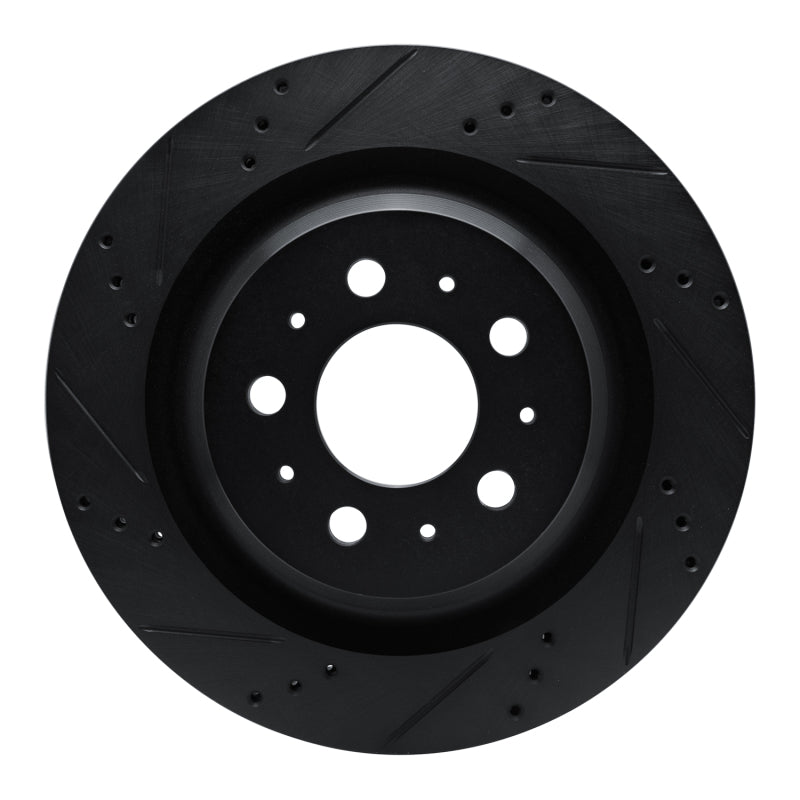 R1 Concepts R1 2017-2025 Tesla Model 3 Rear Left Drilled & Slotted Black Brake Rotor